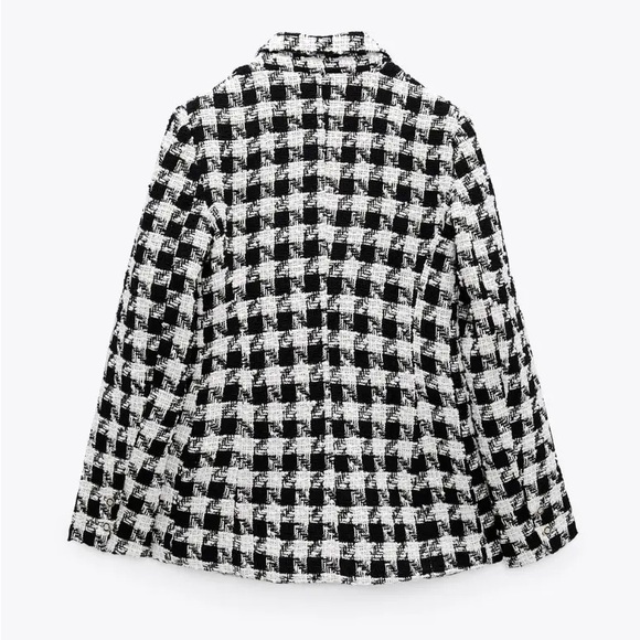 Zara Houndstooth Double Breasted Blazer with Detailed Buttons Size Small - Picture 5 of 10